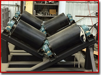 black urethane conveyor rolles on sleds
