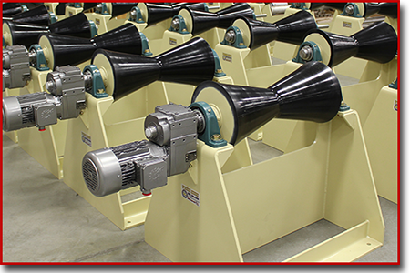 Urethane Vee rollers on trays