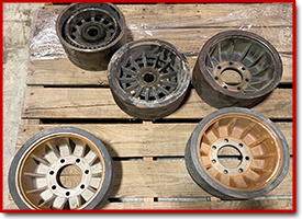 Worn wheels arrived to be refurbished