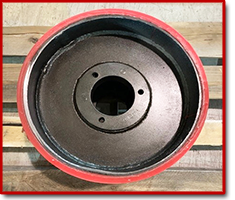 Large red wheel finished