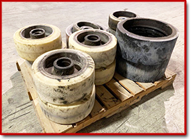 Worn bogey wheels arrived to be refurbished